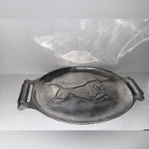 Vintage Bruce Cox El Toro Signed Hand Hammered Aluminum Tray MCM SP-77